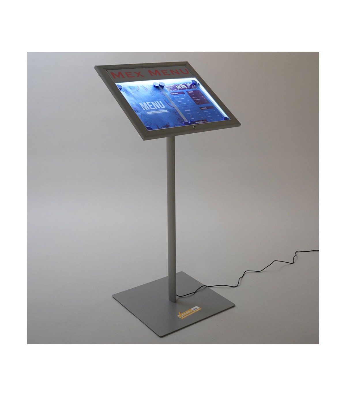 PORTA MENU DA PAVIMENTO MARCIAPIEDE ILLUMINATO F.TO 2XA4 BACHECA LUCE LED 220V