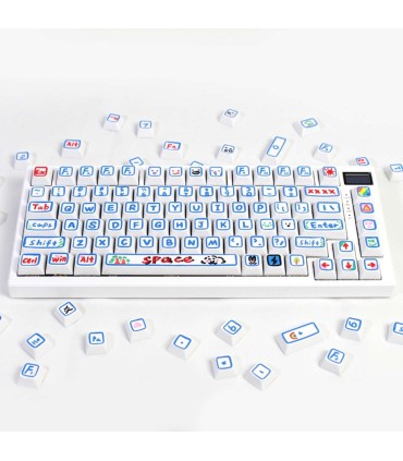 Set 129 Keycaps Hand Painted Blue PBT XDA
