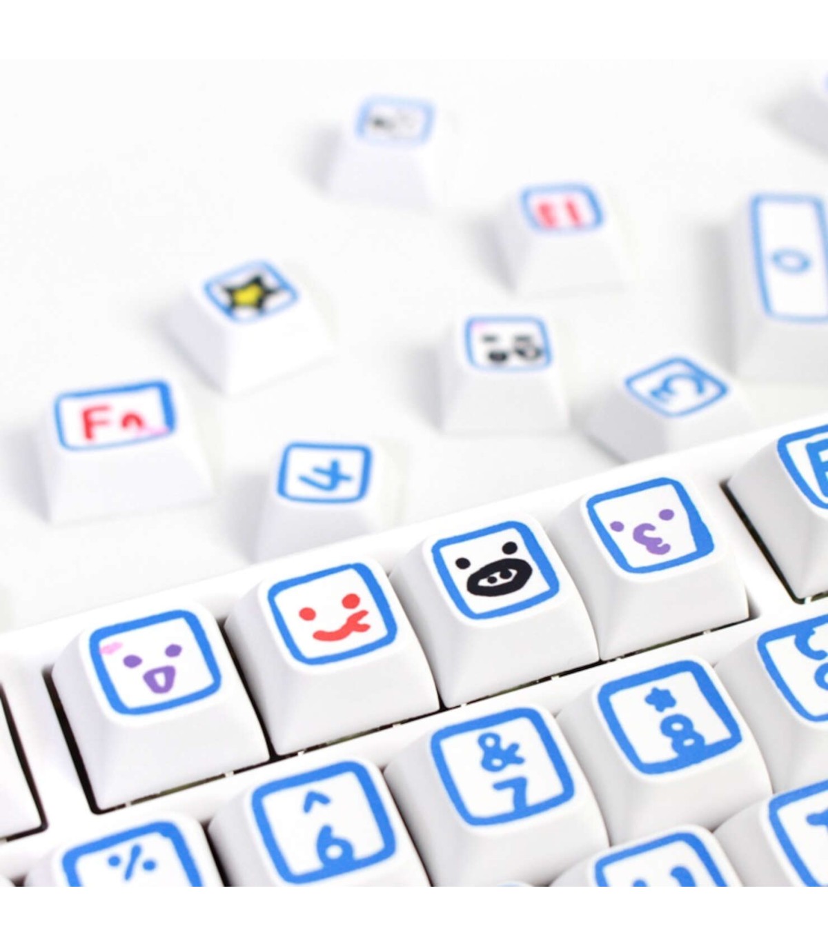 Set 129 Keycaps Hand Painted Blue PBT XDA