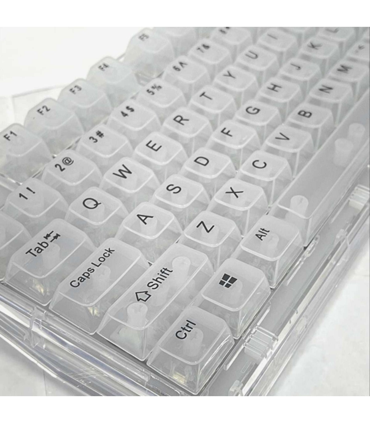Set 132 Keycaps bianco transparente tasti tastiera meccanica LAYOUT ANSI ABS MDA