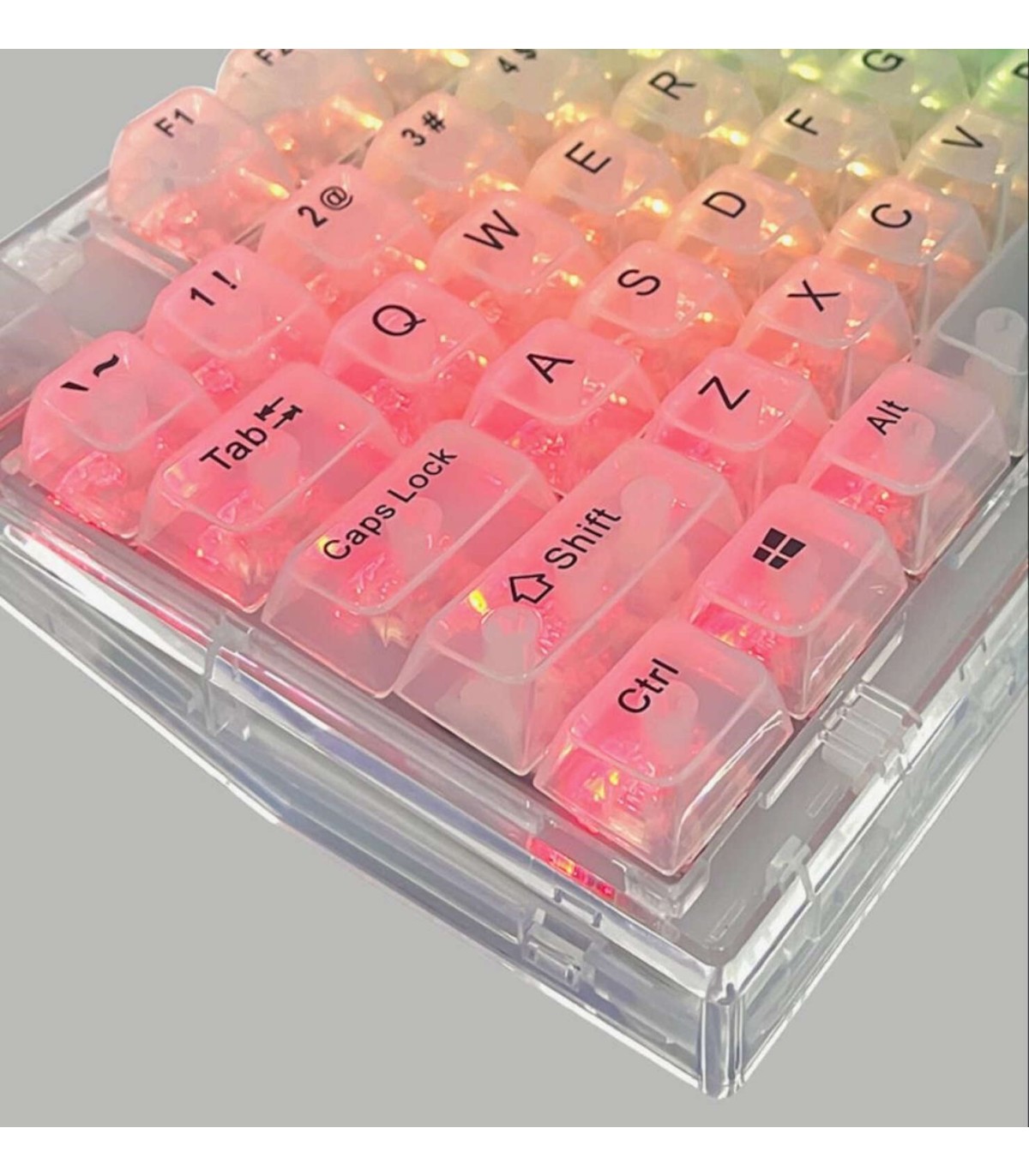Set 132 Keycaps bianco transparente tasti tastiera meccanica LAYOUT ANSI ABS MDA