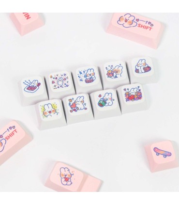 129 Keycaps Pink Rabbit rosa bianco tasti tastiera meccanica LAYOUT ANSI PBT XDA