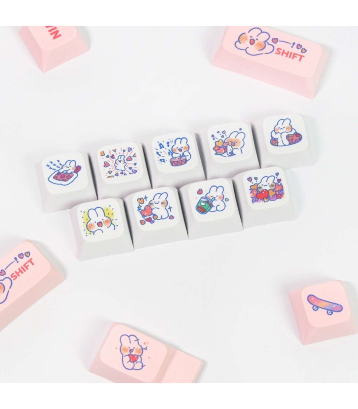 Set 129 Keycaps Steam Rabbit Pink PBT XDA