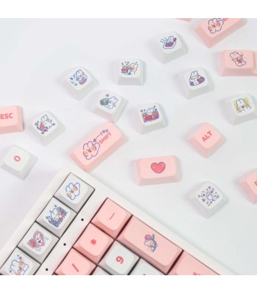 129 Keycaps Pink Rabbit rosa bianco tasti tastiera meccanica LAYOUT ANSI PBT XDA