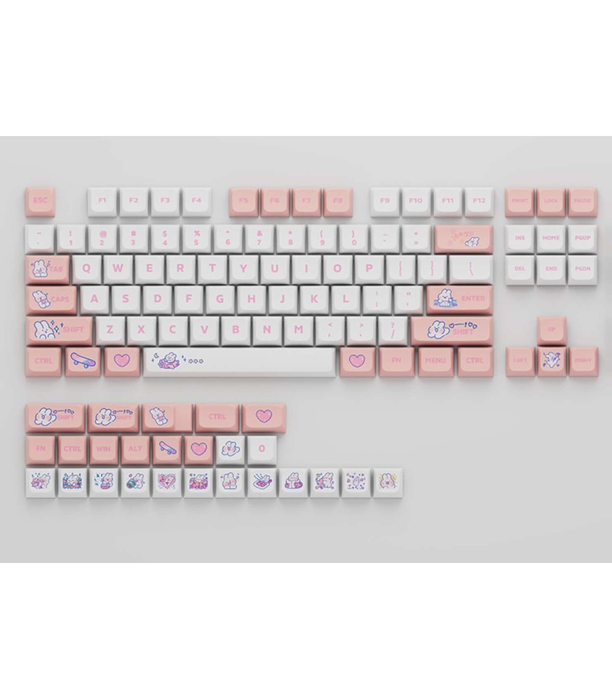 Set 129 Keycaps Steam Rabbit Pink PBT XDA