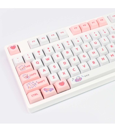 129 Keycaps Pink Rabbit rosa bianco tasti tastiera meccanica LAYOUT ANSI PBT XDA