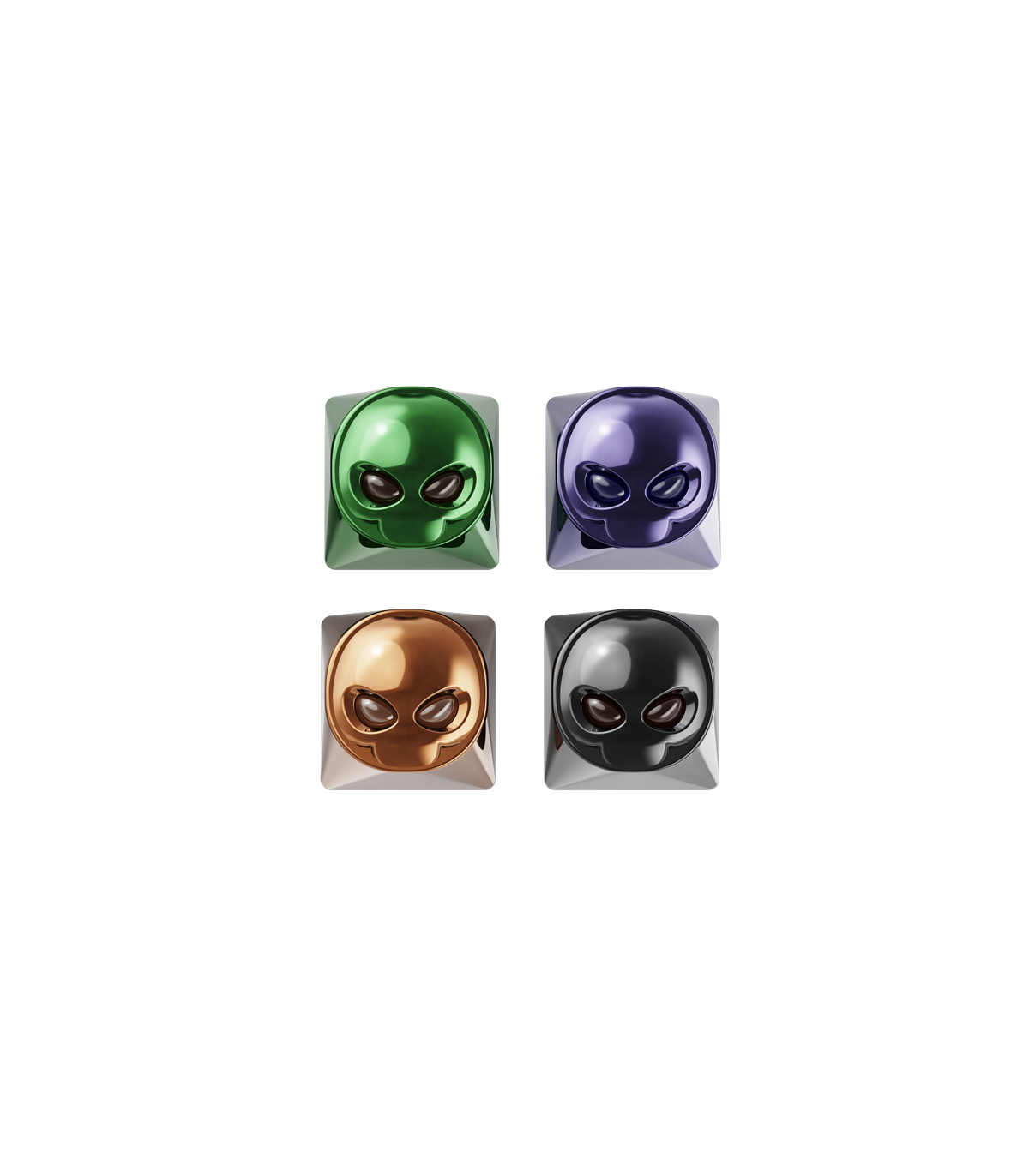 KEYCAPS 3D TRIDIMENSIONALI ALIENS ALIENI LUCE LED CHE TRASPARE DA OCCHI GAMING