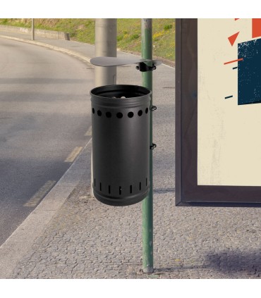 CESTINO IN METALLO PER ESTERNO DA FISSARE AL PALO BIDONE DA GIARDINO PARCO PRATO