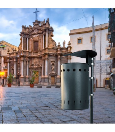 CESTINO IN METALLO PER ESTERNO BIDONE DA GIARDINO PARCO AUTOPORTANTE E COPERURA