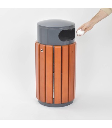 CESTINO DA ESTERNO BIDONE DA GIARDINO CON COPERURA PIOGGIA SERRATURA DOGHE LEGNO