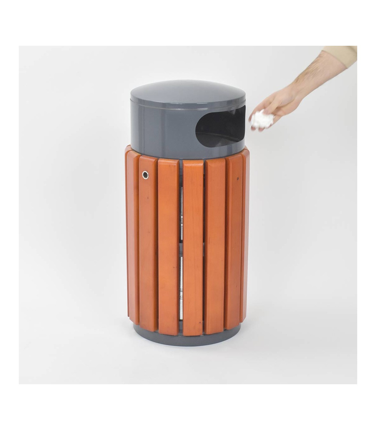 CESTINO DA ESTERNO BIDONE DA GIARDINO CON COPERURA PIOGGIA SERRATURA DOGHE LEGNO