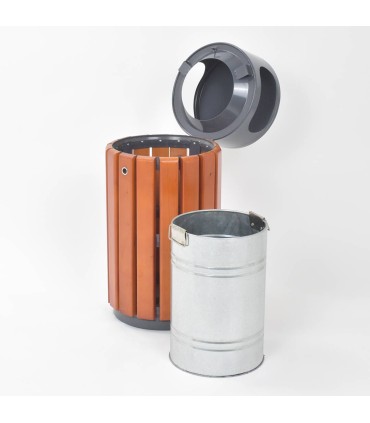 CESTINO DA ESTERNO BIDONE DA GIARDINO CON COPERURA PIOGGIA SERRATURA DOGHE LEGNO