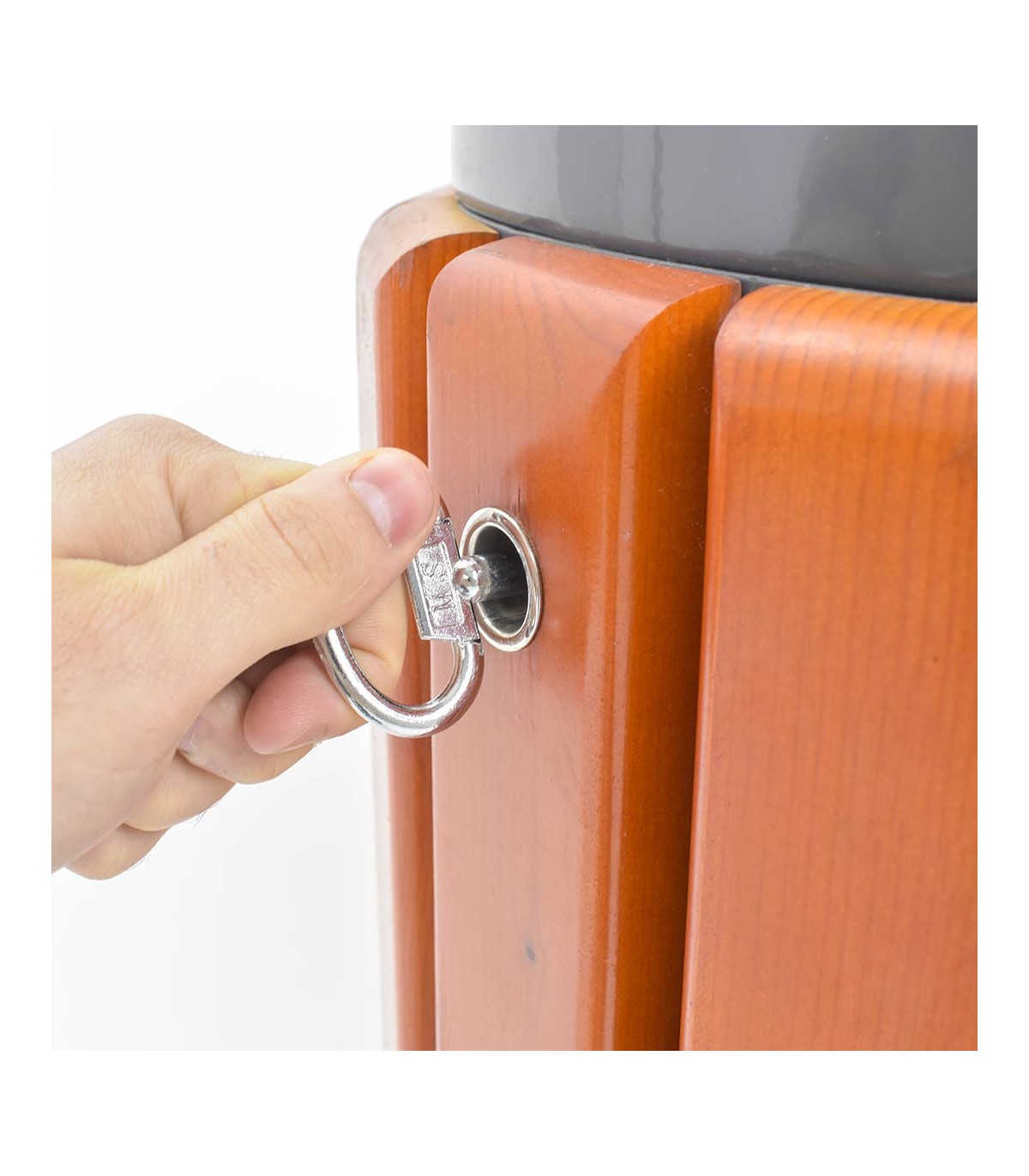 CESTINO DA ESTERNO BIDONE DA GIARDINO CON COPERURA PIOGGIA SERRATURA DOGHE LEGNO