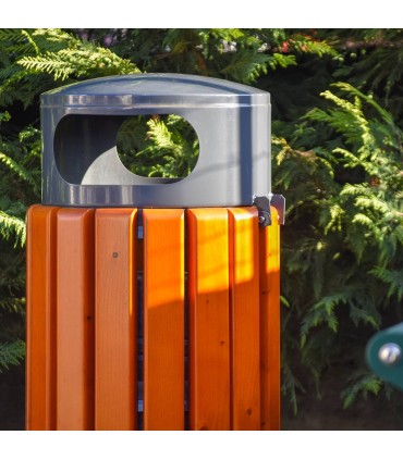 CESTINO DA ESTERNO BIDONE DA GIARDINO CON COPERURA PIOGGIA SERRATURA DOGHE LEGNO
