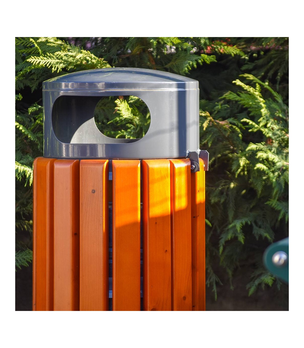 CESTINO DA ESTERNO BIDONE DA GIARDINO CON COPERURA PIOGGIA SERRATURA DOGHE LEGNO