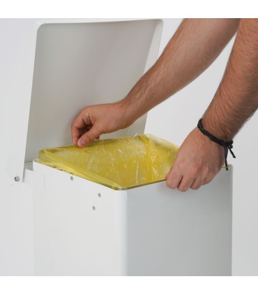 PATTUMIERA BIDONE CESTINO IN METALLO BIANCO APERTURA A PEDALE CAPACITA' 85 LITRI