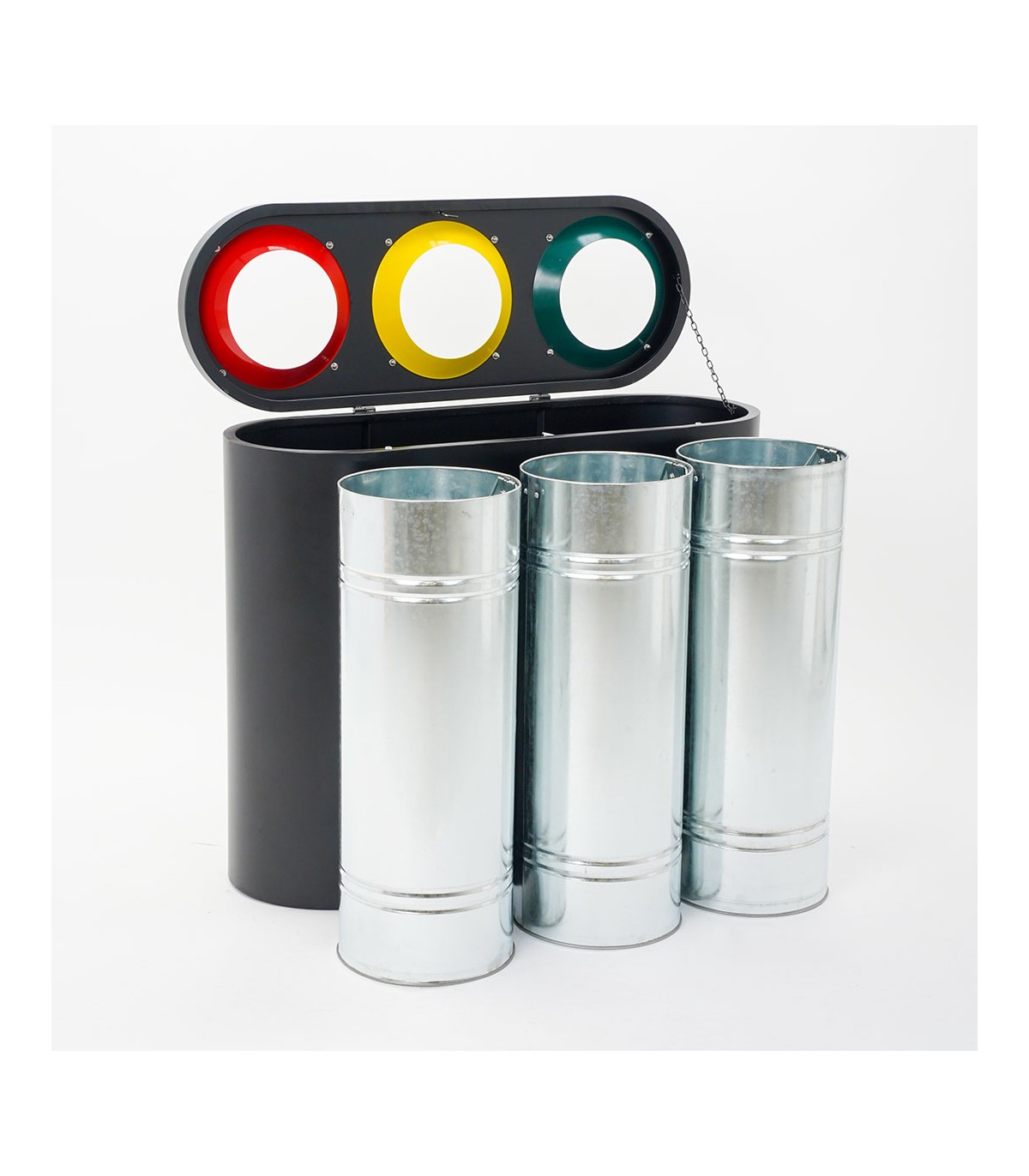 CESTINO IN METALLO CILINDRICO ROTONDO GETTACARTE GETTA CARTA DA INTERNO ESTERNO