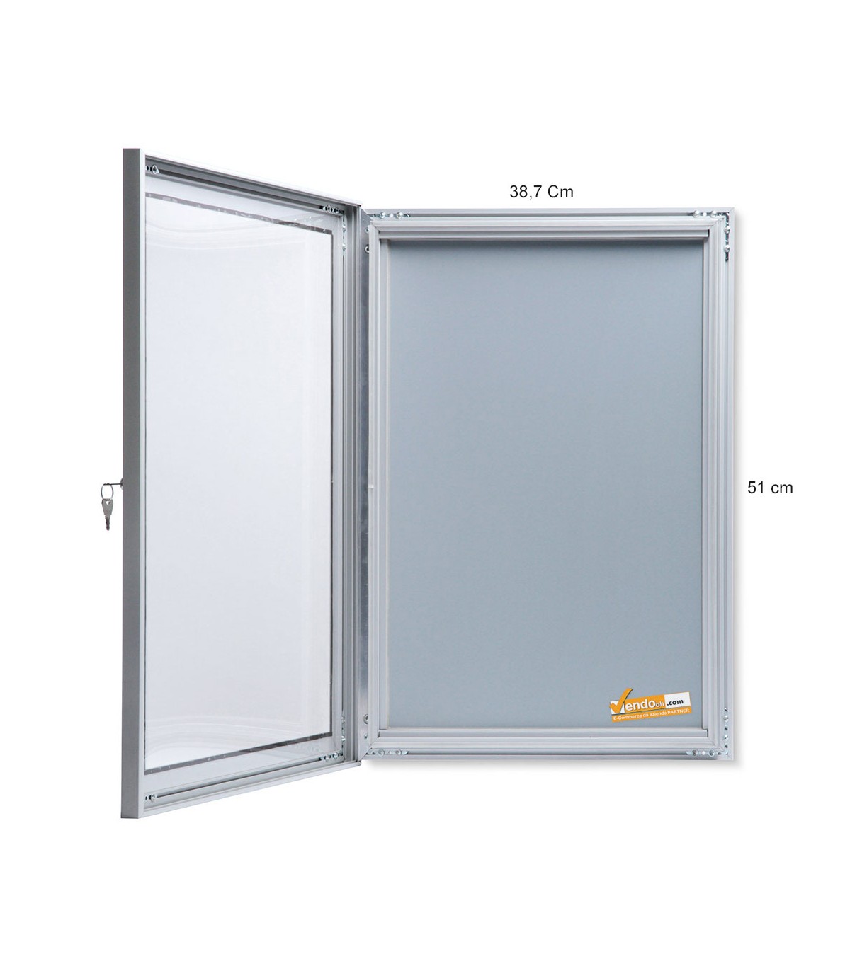 BACHECA IN ALLUMINIO PORTA POSTER A3 A4 50X70 70X100 APERTURA A LIBRO SERRATURA