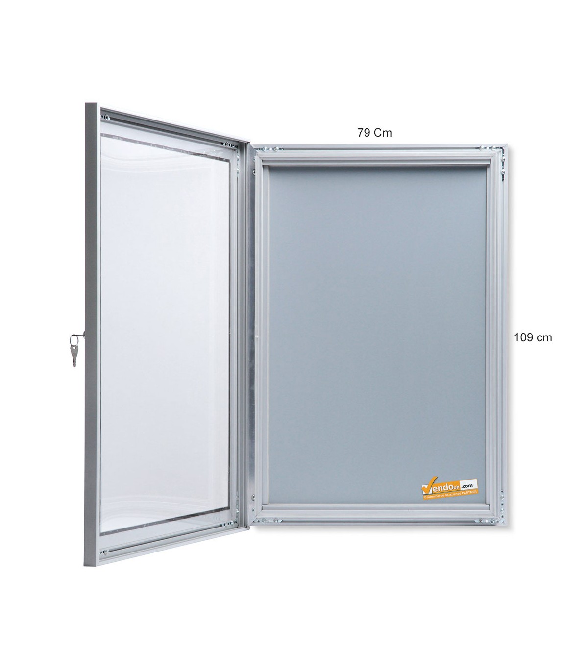 BACHECA IN ALLUMINIO PORTA POSTER A3 A4 50X70 70X100 APERTURA A LIBRO SERRATURA