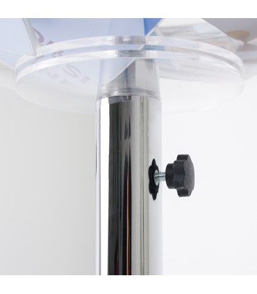 DETTAGLIO DEL PIEDE DELLA BANCARELLA ESPOSITORE DA PAVIMENTO TRASPARENTE CON PORTA AVVISI ADATTO A NEGOZI FARMACIE SUPERMERCAT