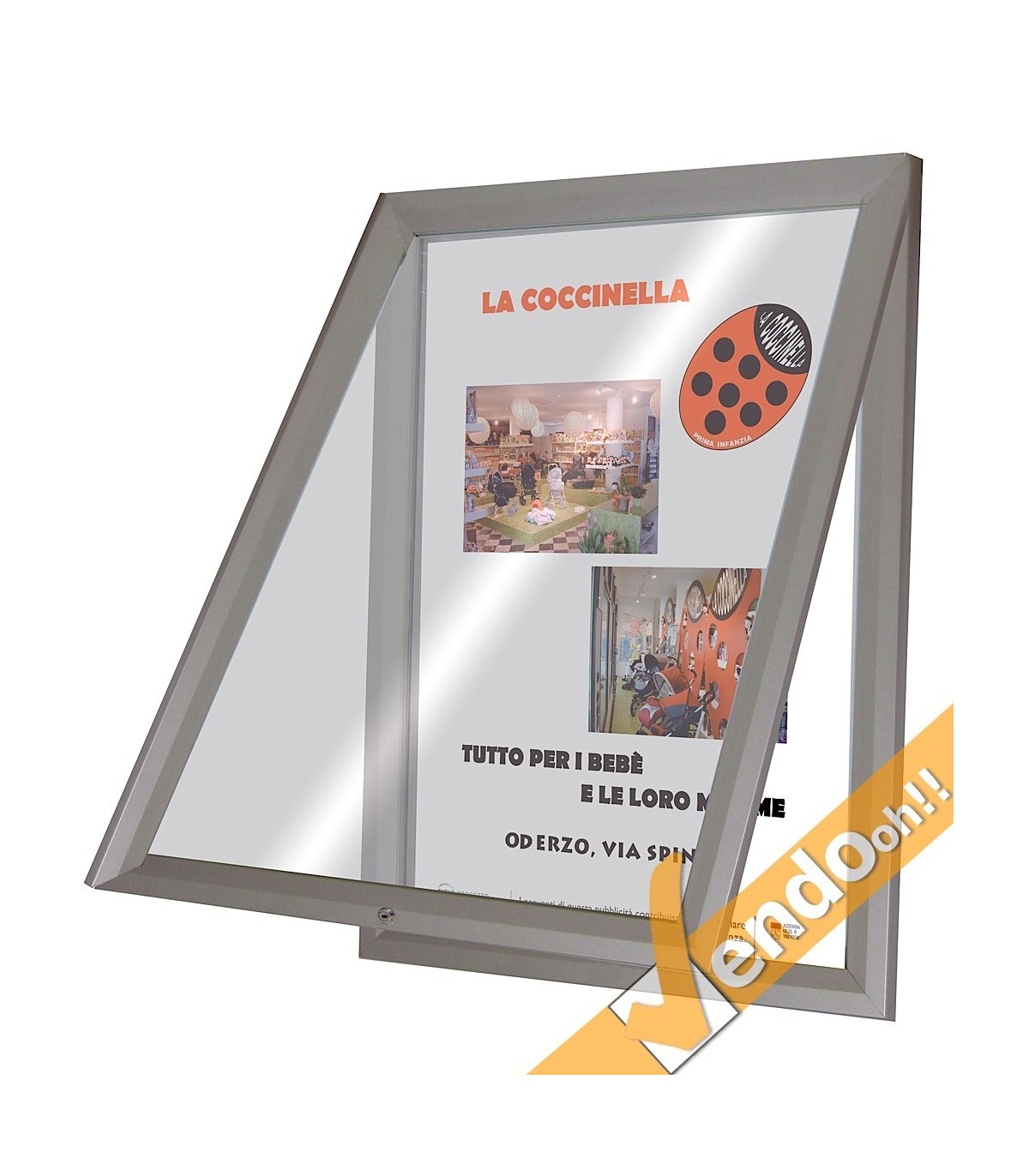 BACHECA ESPOSITORE PUBBLICITARIO PER ESTERNI APERTURA A RIBALTA VETRO TEMPRATO