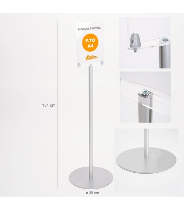 ESPOSITORE PUBBLICITARIO CON LOGO A4 PAVIMENTO PORTA AVVISI INFORMAZIONI SLV07