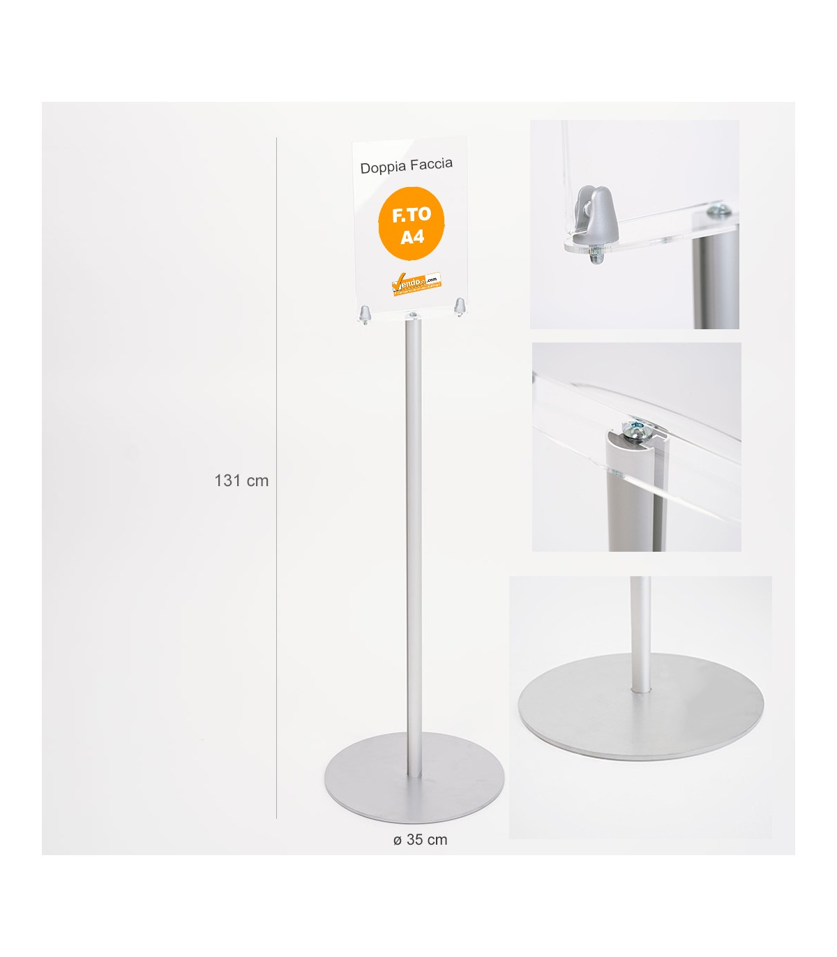 ESPOSITORE PUBBLICITARIO CON LOGO A4 PAVIMENTO PORTA AVVISI INFORMAZIONI SLV07
