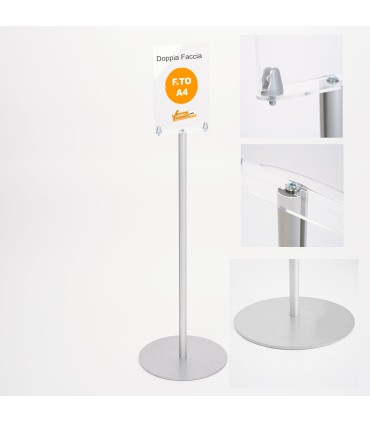 ESPOSITORE PUBBLICITARIO CON LOGO A4 PAVIMENTO PORTA AVVISI INFORMAZIONI SLV07