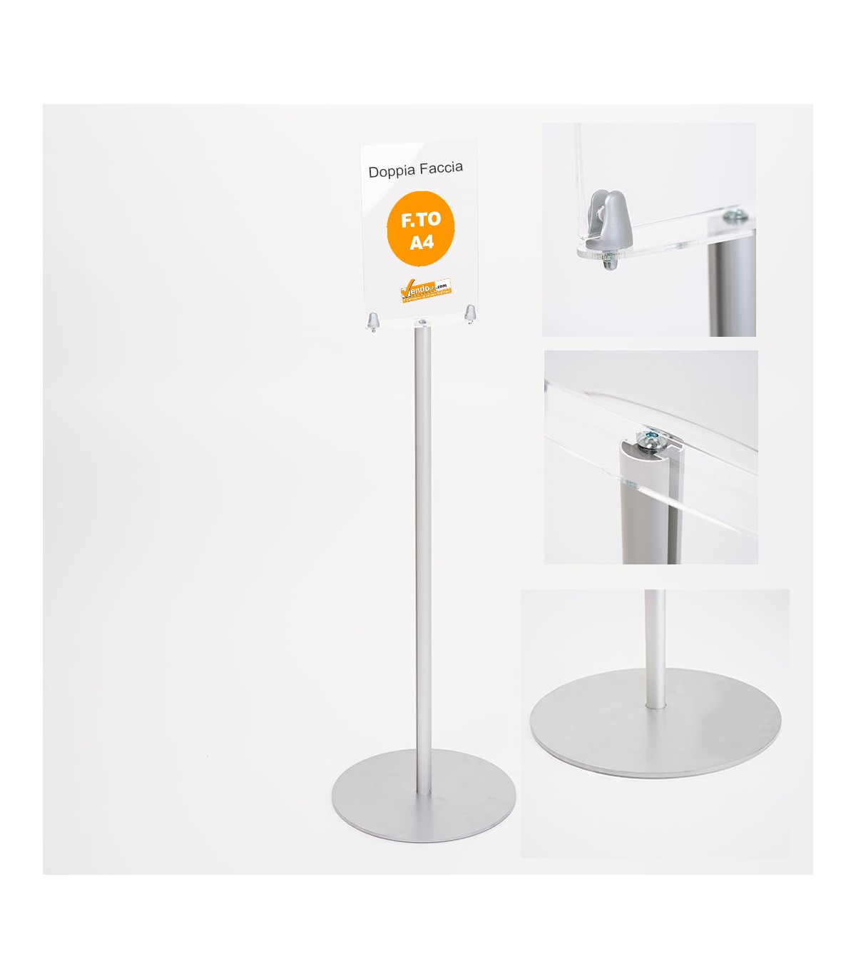 ESPOSITORE PUBBLICITARIO CON LOGO A4 PAVIMENTO PORTA AVVISI INFORMAZIONI SLV07