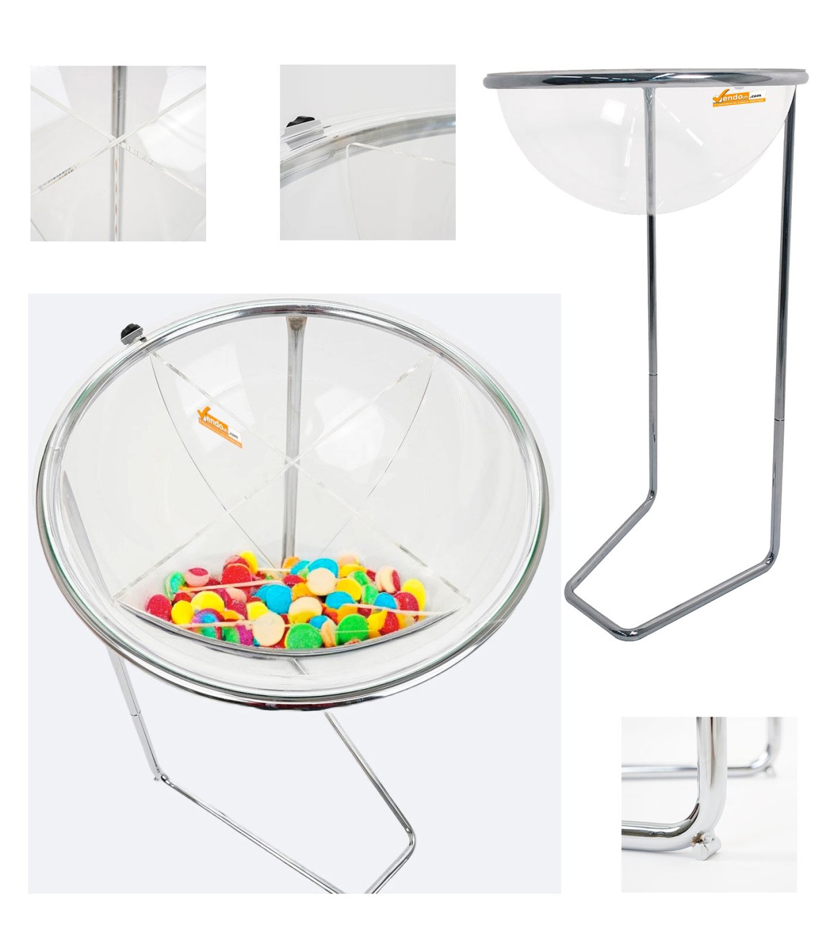 BANCARELLA ESPOSITORE IN METALLO AD UN CESTO CESTONE DA PAVIMENTO A MEZZA SFERA