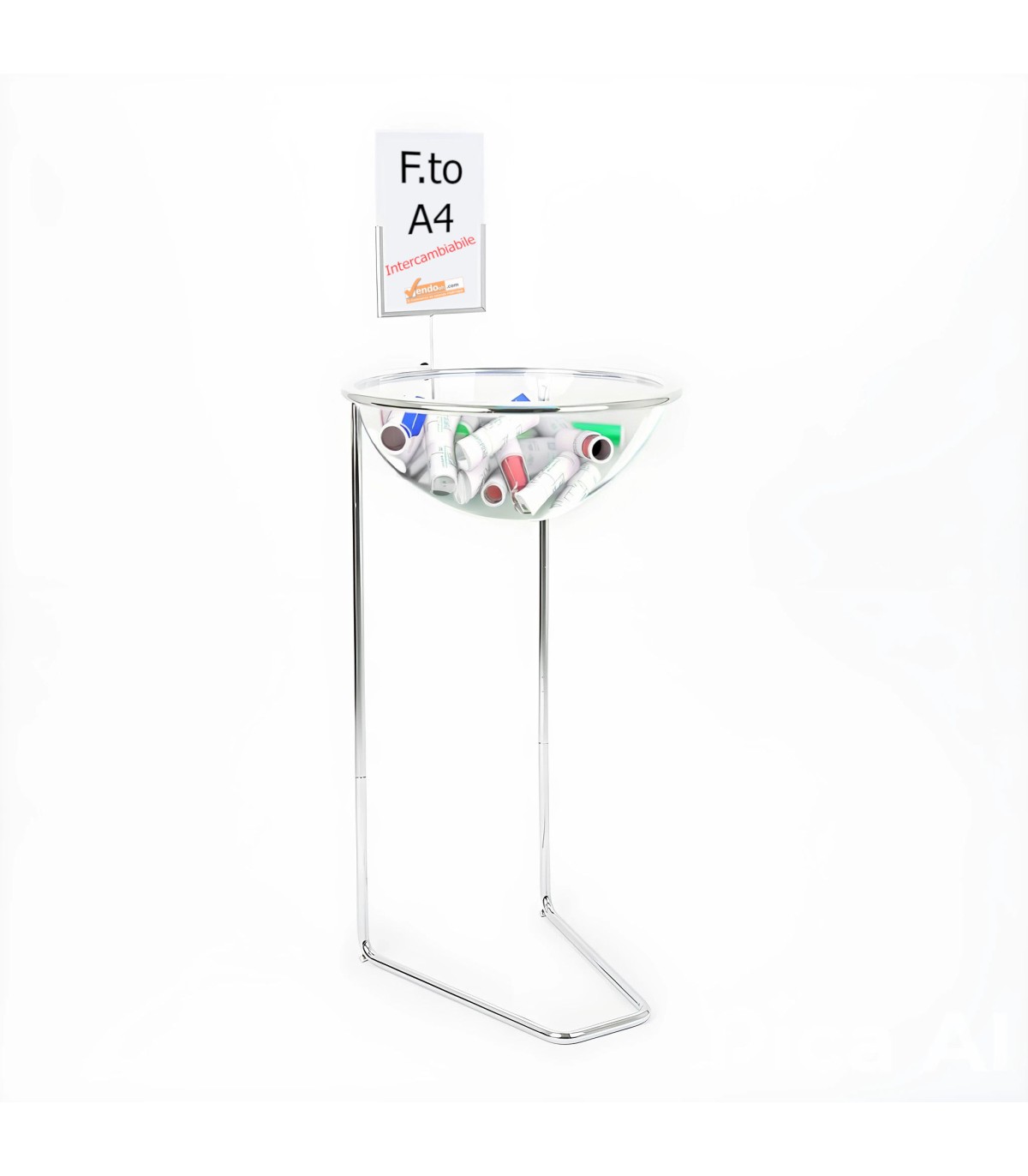 BANCARELLA ESPOSITORE IN METALLO AD UN CESTO CESTONE DA PAVIMENTO A MEZZA SFERA