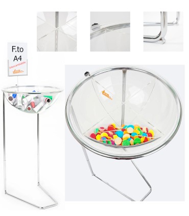 BANCARELLA ESPOSITORE IN METALLO AD UN CESTO CESTONE DA PAVIMENTO A MEZZA SFERA