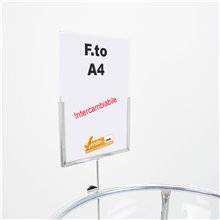 BANCARELLA ESPOSITORE IN METALLO AD UN CESTO DA PAVIMENTO CON PORTA AVVISI A4