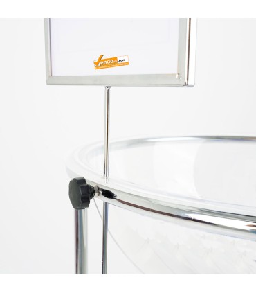 BANCARELLA ESPOSITORE IN METALLO AD UN CESTO DA PAVIMENTO CON PORTA AVVISI A4