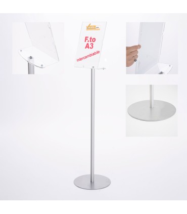 ESPOSITORE PUBBLICITARIO A4 DA PAVIMENTO PORTA AVVISI AVVISO INFORMAZIONI SLV08