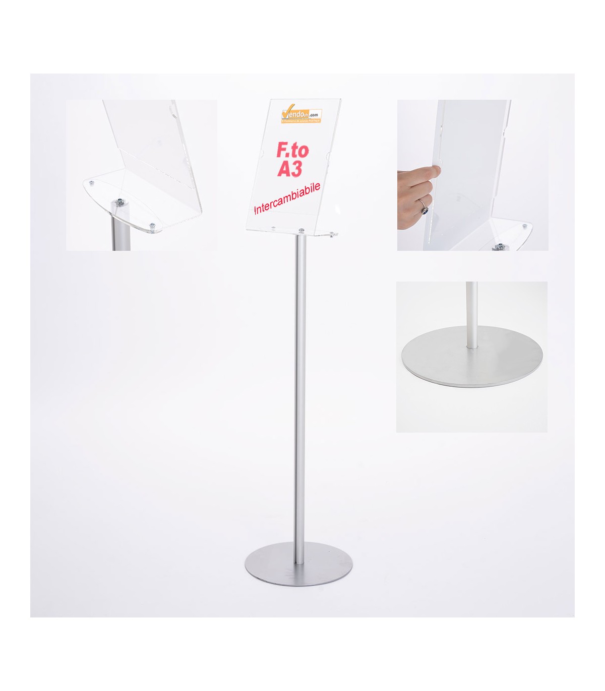 ESPOSITORE PUBBLICITARIO A4 DA PAVIMENTO PORTA AVVISI AVVISO INFORMAZIONI SLV08