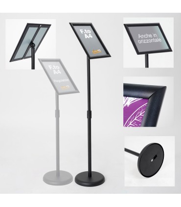 ESPOSITORE PUBBLICITARIO A LEGGIO DA PAVIMENTO CON CORNICE E BASE FORMATO A4