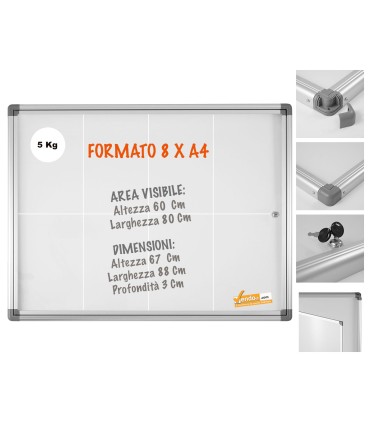 BACHECA MAGNETICA SCRIVIBILE VARIE MISURE PER COMUNICAZIONI PER UFFICIO SCUOLA