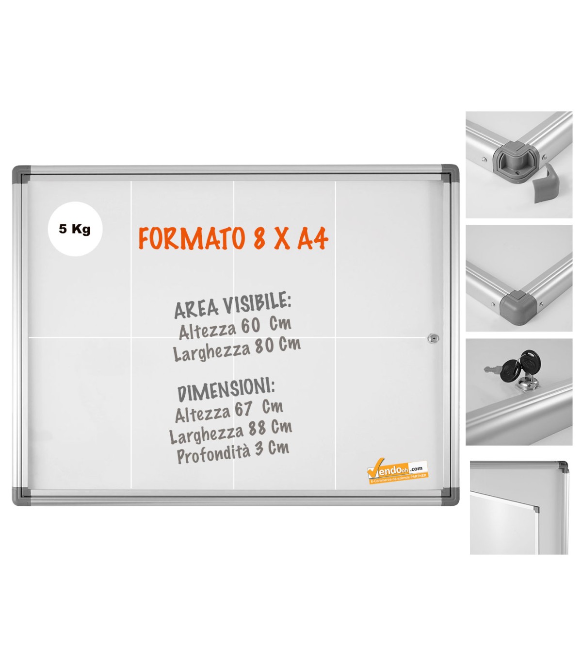 BACHECA PORTA AVVISI PER INTERNO SCRIVIBILE VARI FORMATI COMPLETA DI MAGNETI