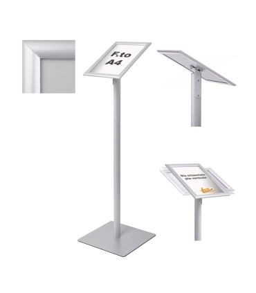 ESPOSITORE PUBBLICITARIO A LEGGIO DA PAVIMENTO CON CORNICE E BASE FORMATO A4