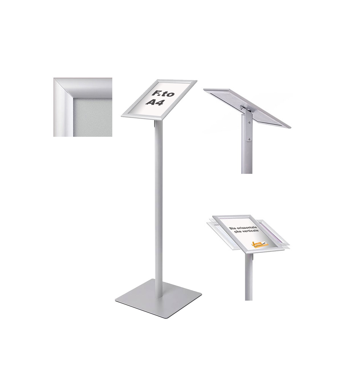 ESPOSITORE PUBBLICITARIO A LEGGIO FORMATO A4 ALLUNGABILE E ACCORCIABILE ORIENTABILE IN ORIZZONTALE E VERTICALE