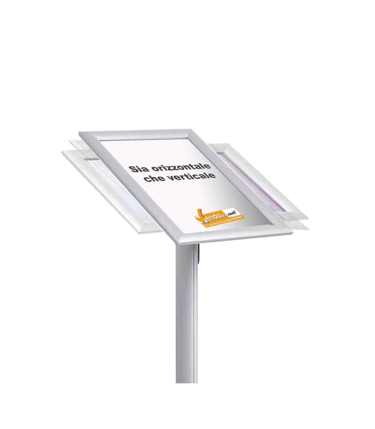 ESPOSITORE PUBBLICITARIO A LEGGIO DA PAVIMENTO CON CORNICE E BASE FORMATO A4