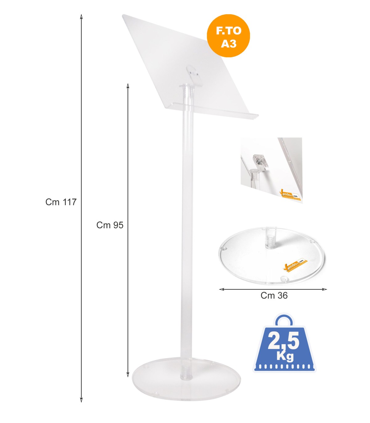 ESPOSITORE PUBBLICITARIO A LEGGIO PORTA LOCANDINE AVVISI DEPLIANT CON BASE