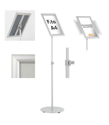 ESPOSITORE PUBBLICITARIO A LEGGIO DA PAVIMENTO CON CORNICE E BASE FORMATO A4