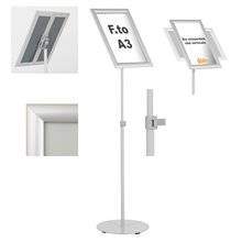 ESPOSITORE PUBBLICITARIO A LEGGIO DA PAVIMENTO CON CORNICE E BASE FORMATO A4