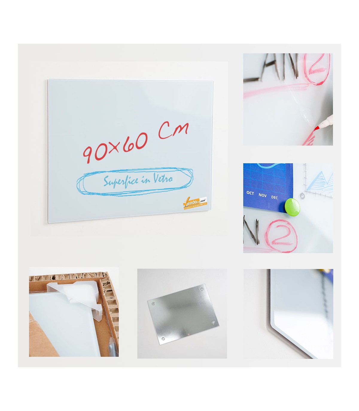 LAVAGNA MAGNETICA 60X45 PER UFFICIO SCUOLA SCRIVIBILE CON PENNARELLI BOARD021