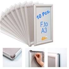10 PZ CORNICE ESPOSITIVA IN ALLUMINIO CON CHIUSURA A SCATTO FORMATO A3 DA PARETE MURO