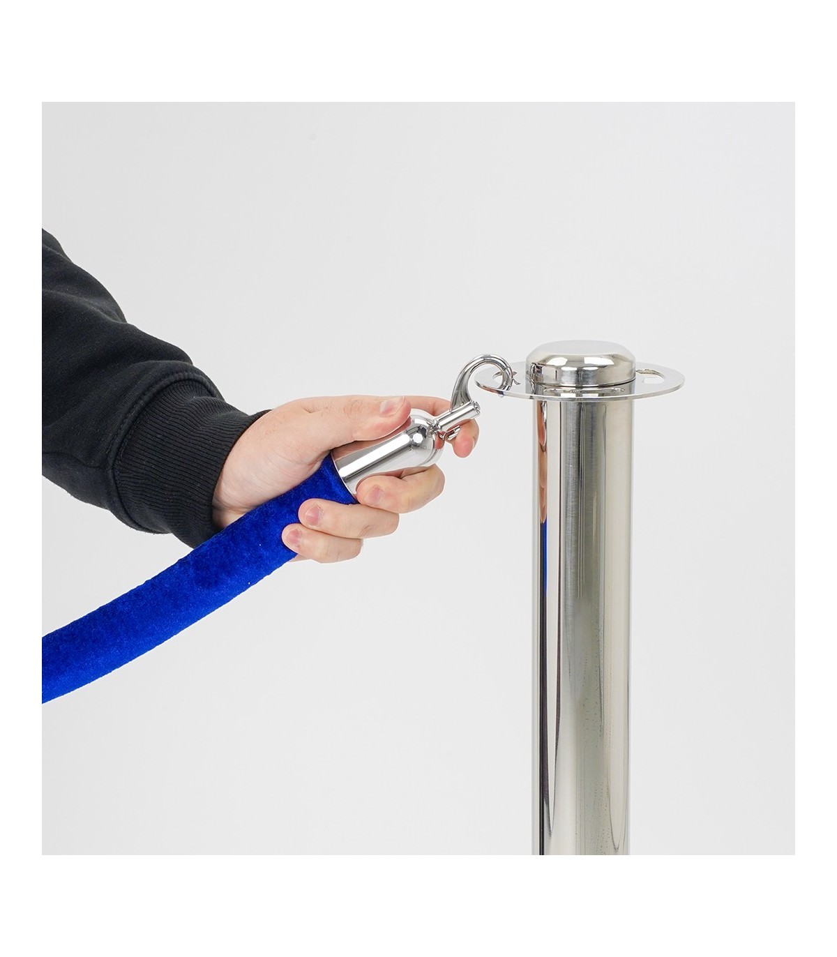 COLONNINA CROMATA TESTA PIATTA SEGNA PERCORSO DELIMITA AREA PER CORDONI INTRECCIATI E VELLUTATI