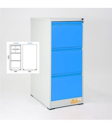 CLASSIFICATORI PER DOCUMENTI IN METALLO 46X102X62 - CASSETTI CON SERRATURA YALE GRIGIO BLU ARANCIONE
