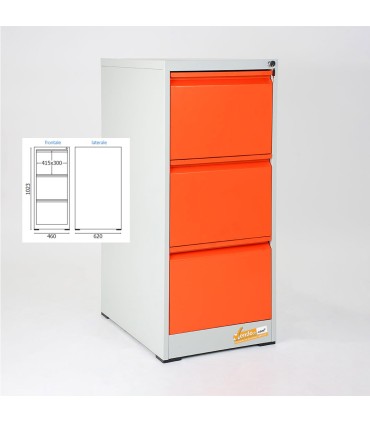 CLASSIFICATORI PER DOCUMENTI IN METALLO 46X102X62 - CASSETTI CON SERRATURA YALE GRIGIO BLU ARANCIONE